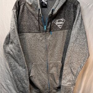 DC Comics Superman Zip Up Hoodie - Size Medium - Grey & Teal